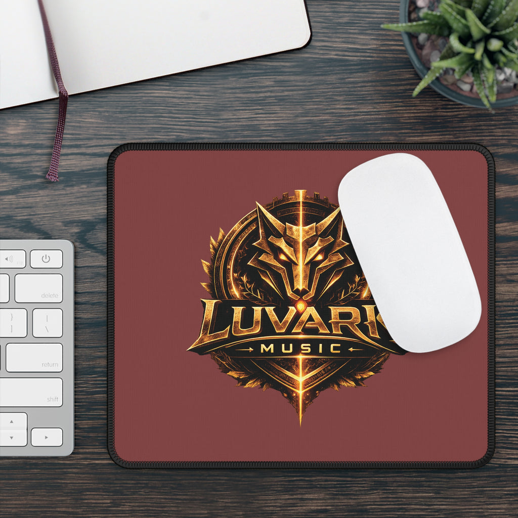 Luvark Music Gaming Mouse Pad — Epic Gold Wolf Logo Desk Mat for Gamers & Streamers