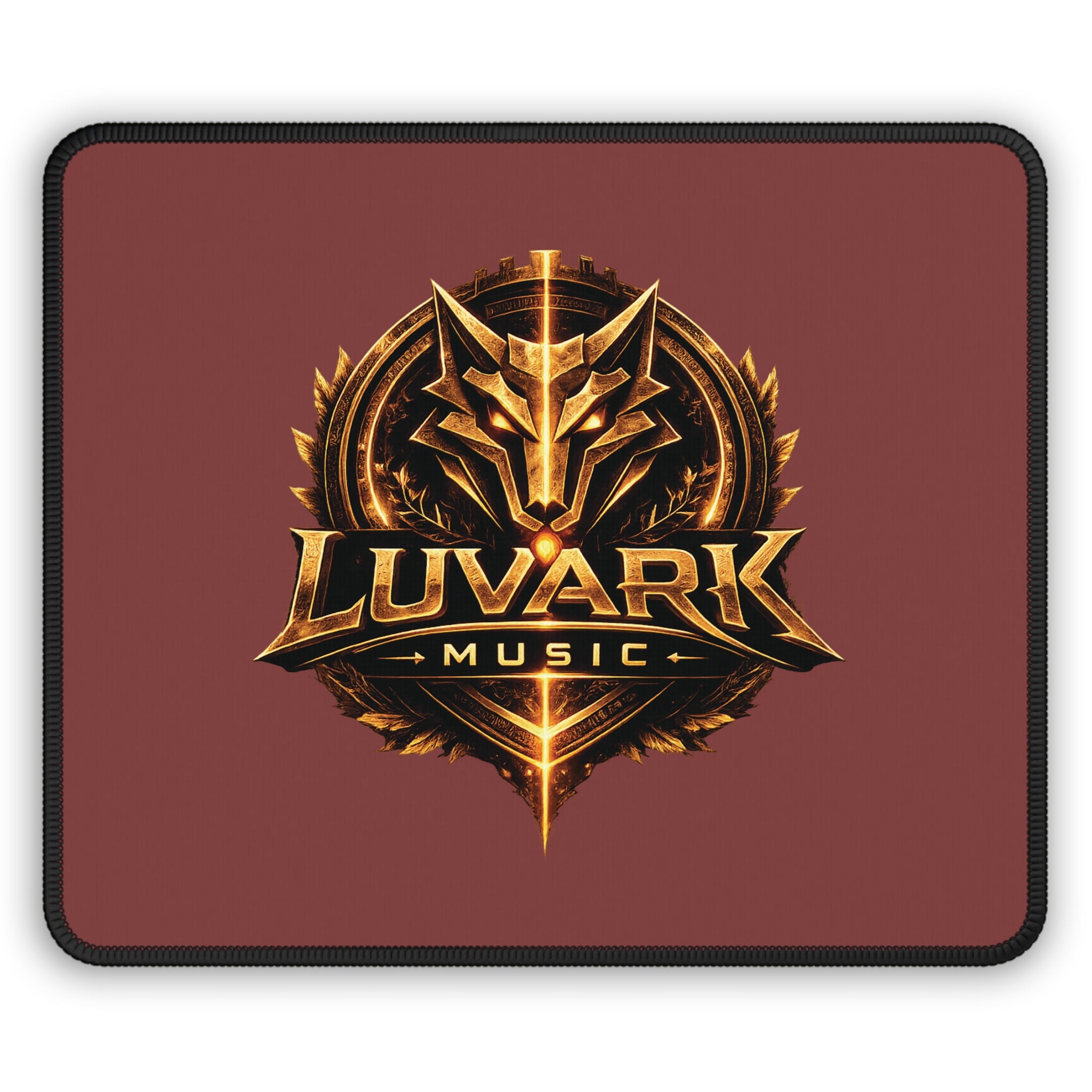Luvark Music Gaming Mouse Pad — Epic Gold Wolf Logo Desk Mat for Gamers & Streamers